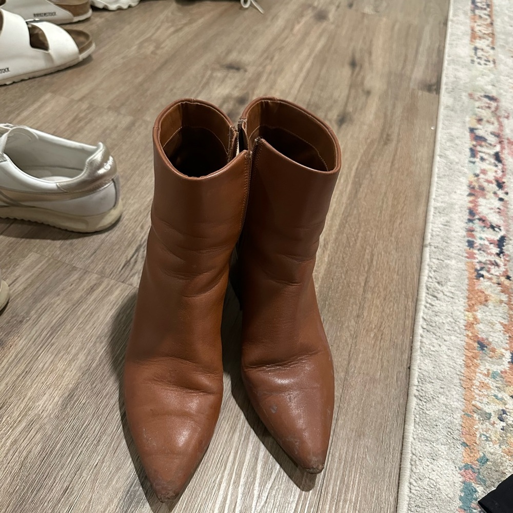 Steve Madden Tan Pointed Toe Ankle Booties